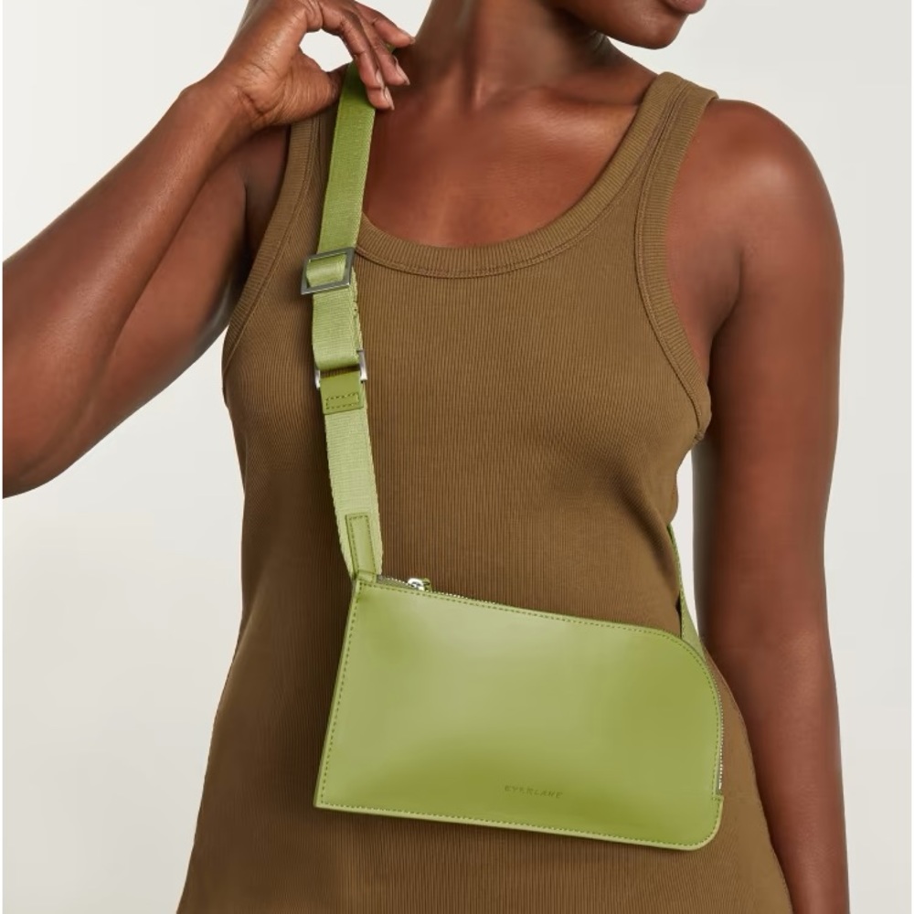 Everlane leather sling bag in forest
